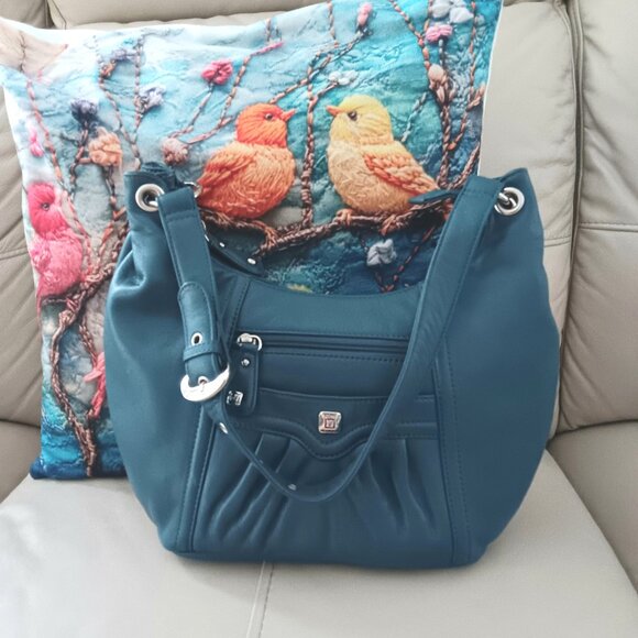 LIKE NEW 💥 STONE MOUNTAIN TEAL BLUE HOBO SHOULDER BAG 💥 BEAUTIFUL! - Picture 3 of 15